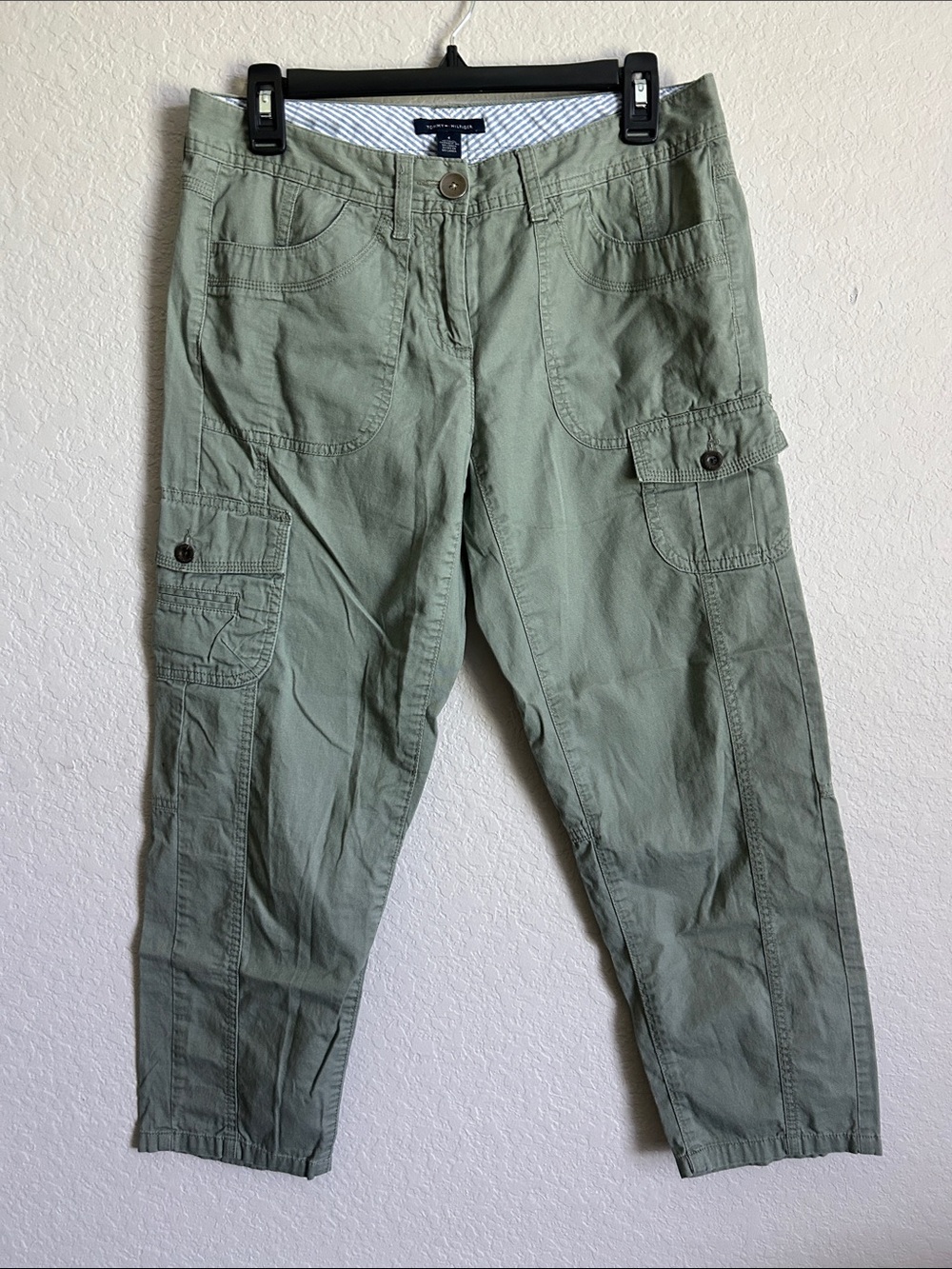 Tommy Hilfiger Olive Green Cargo Pants with Pocket Detail